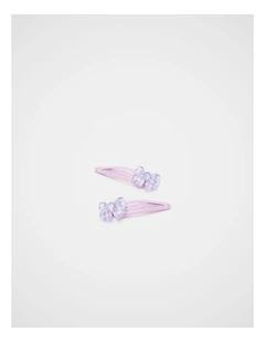 Gingham Glitter Bow Snaps in Lilac
