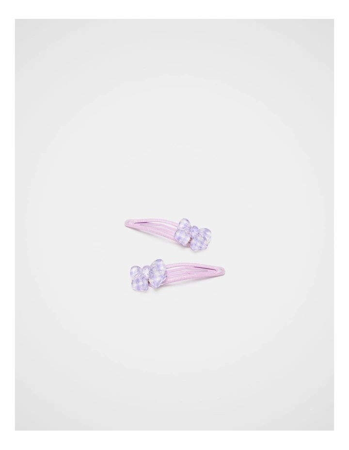 Gingham Glitter Bow Snaps in Lilac image 1