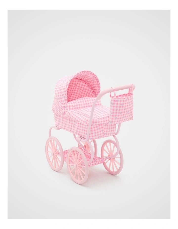 Gingham Junior Vintage Doll Pram image 1