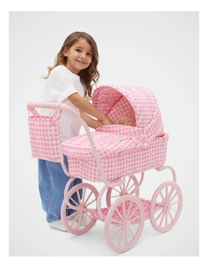 Gingham Junior Vintage Doll Pram image 2