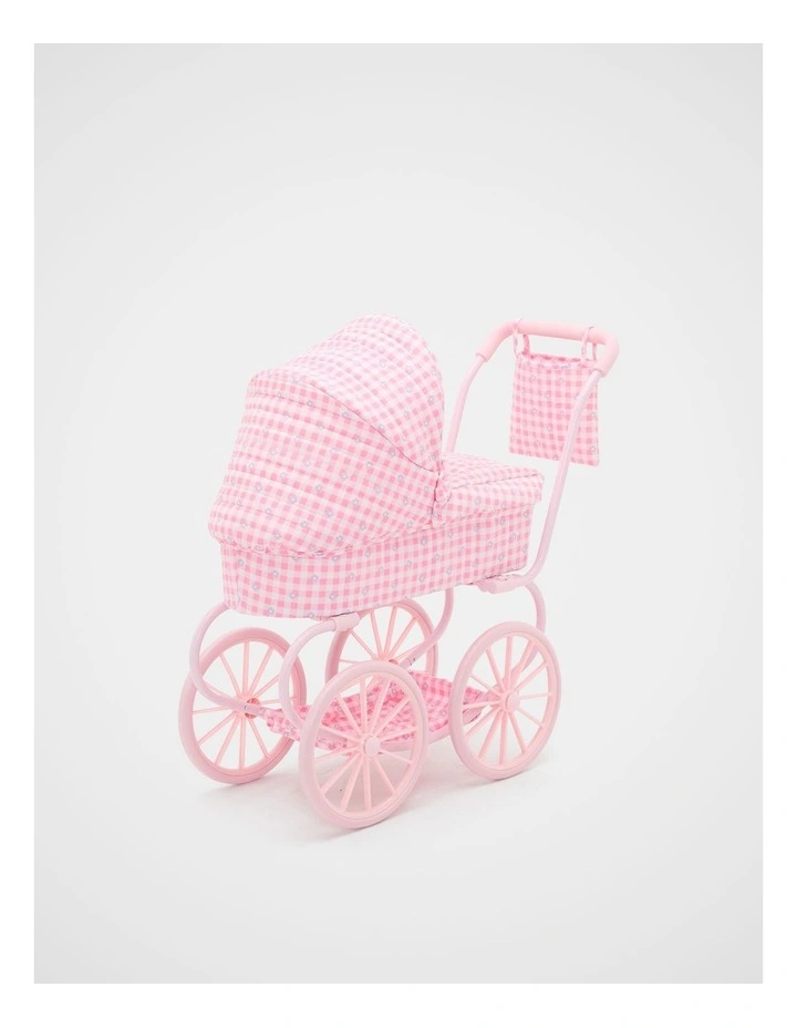 Gingham Junior Vintage Doll Pram image 3