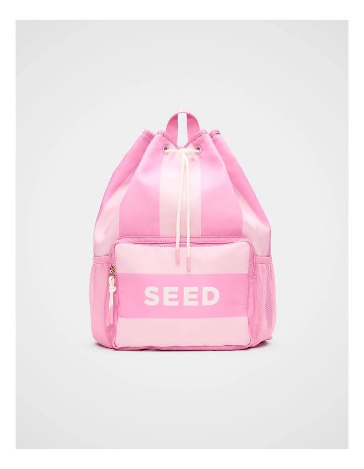 Swim Backpack in Candy Pink Stripe image 1