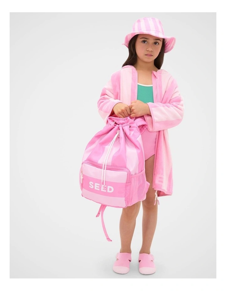 Swim Backpack in Candy Pink Stripe image 2
