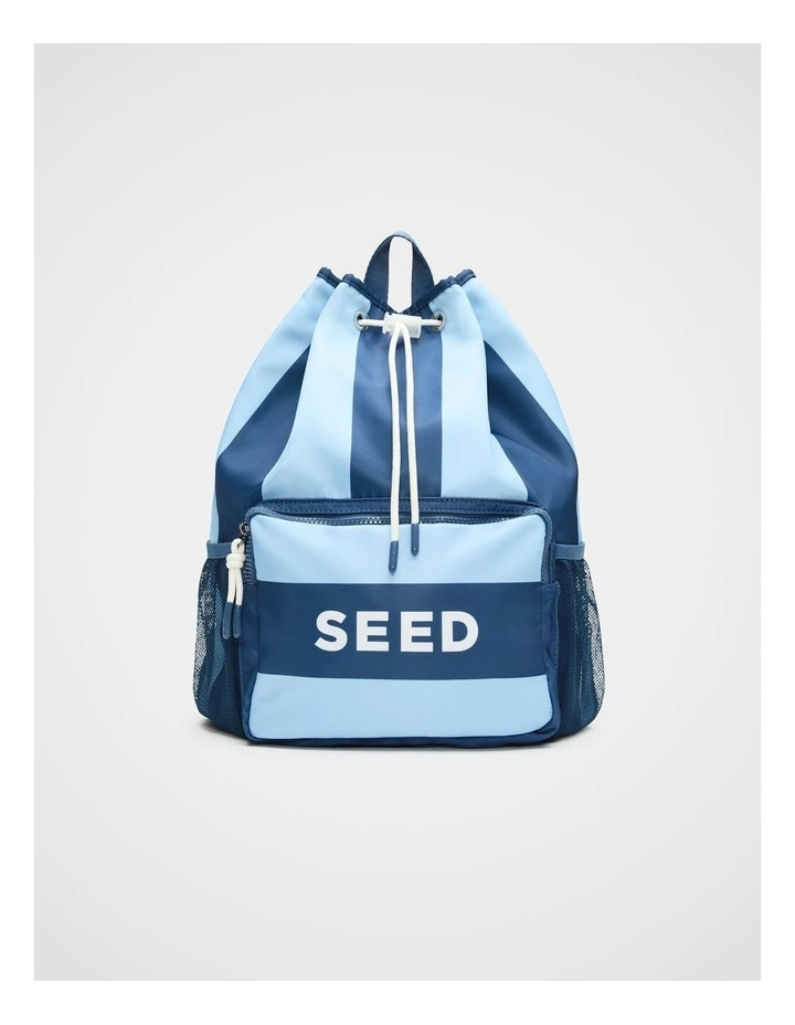 Swim Backpack in Washed Navy Stripe image 1