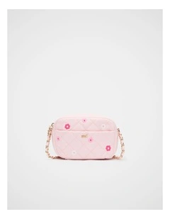 Flower Embroidered Camera Bag in Pink Lemonade
