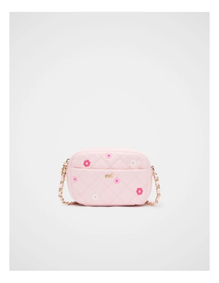 Flower Embroidered Camera Bag in Pink Lemonade image 1