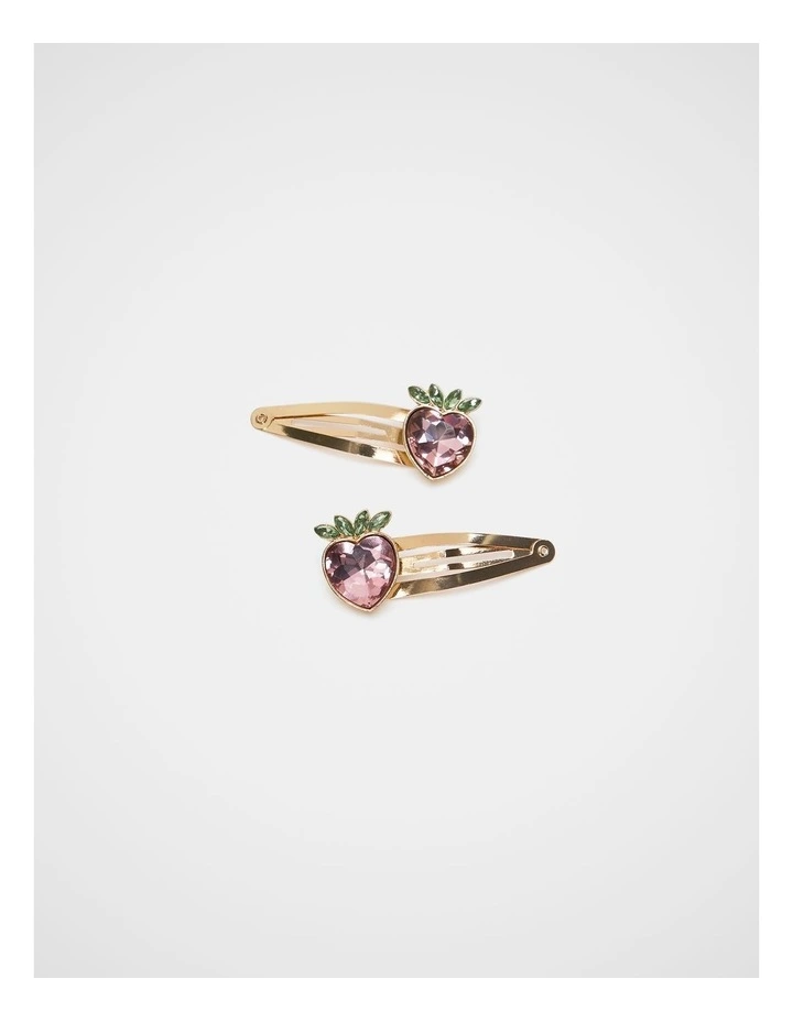 Strawberry Heart Jewel Snaps in Candy Pink image 1