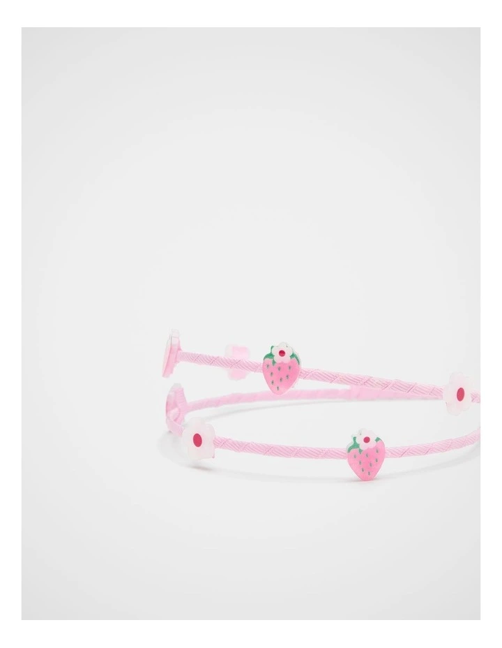 Strawberry Flower Double Headband in Candy Pink image 2