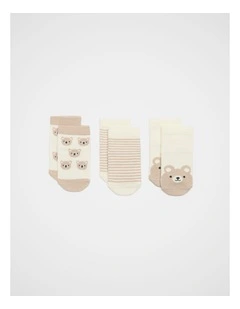 Baby Bear Sock 3 Pack in Nutmeg