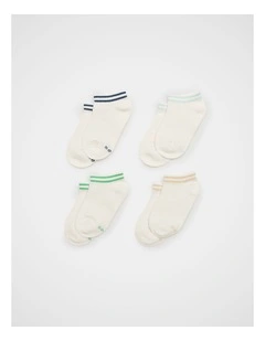 Stripe No Show Sock 4 Pack in Multi