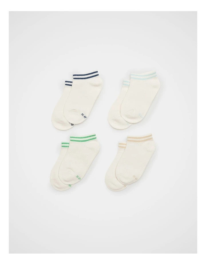 Stripe No Show Sock 4 Pack in Multi image 1