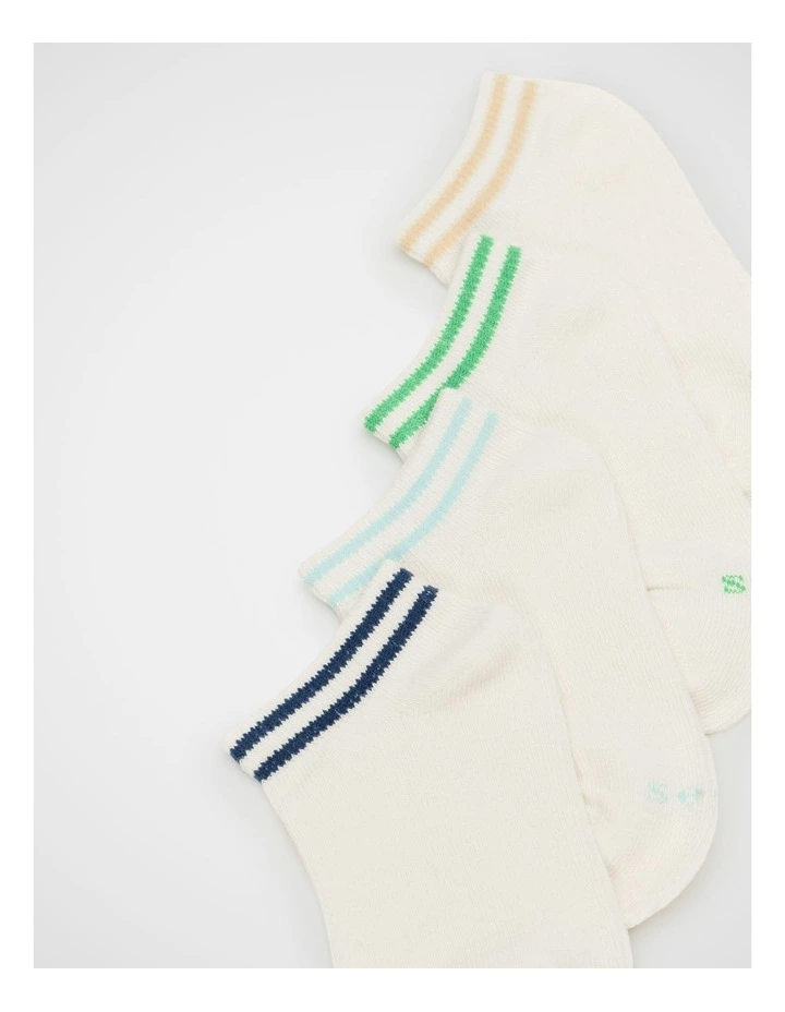 Stripe No Show Sock 4 Pack in Multi image 2