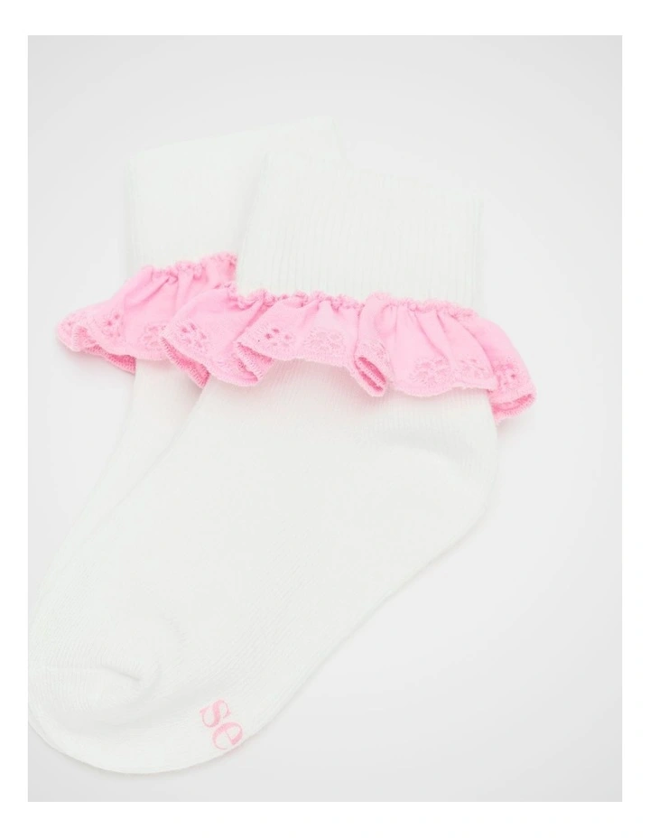 Frill Sock in Candy Pink image 2