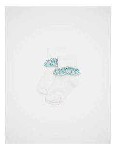 Gingham Frill Sock in Mint