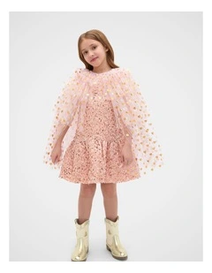 Heart Layered Tulle Cape in Pink Lemonade