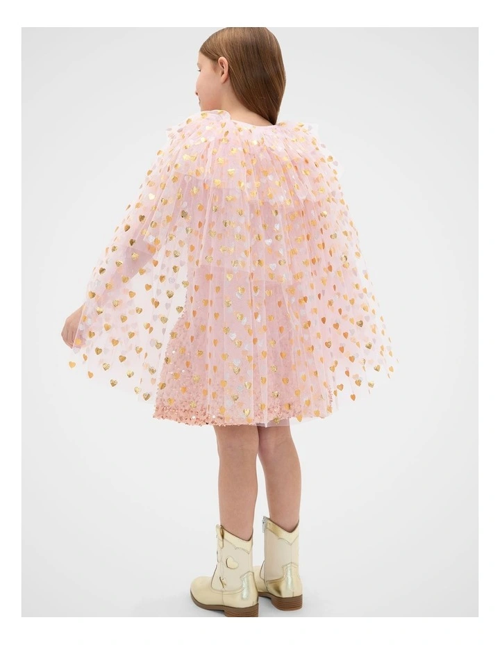 Heart Layered Tulle Cape in Pink Lemonade image 2