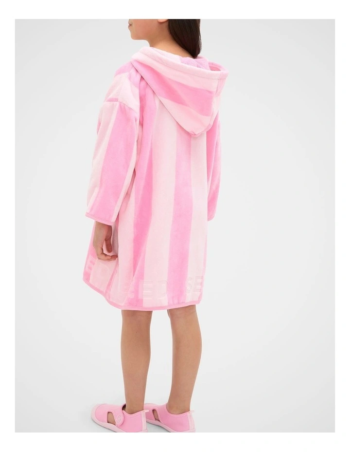 Swim Zip Poncho in Candy Pink Stripe image 2