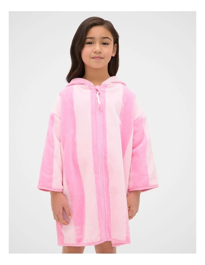 Swim Zip Poncho in Candy Pink Stripe image 3