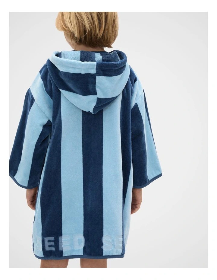 Swim Zip Poncho in Washed Navy Stripe image 2