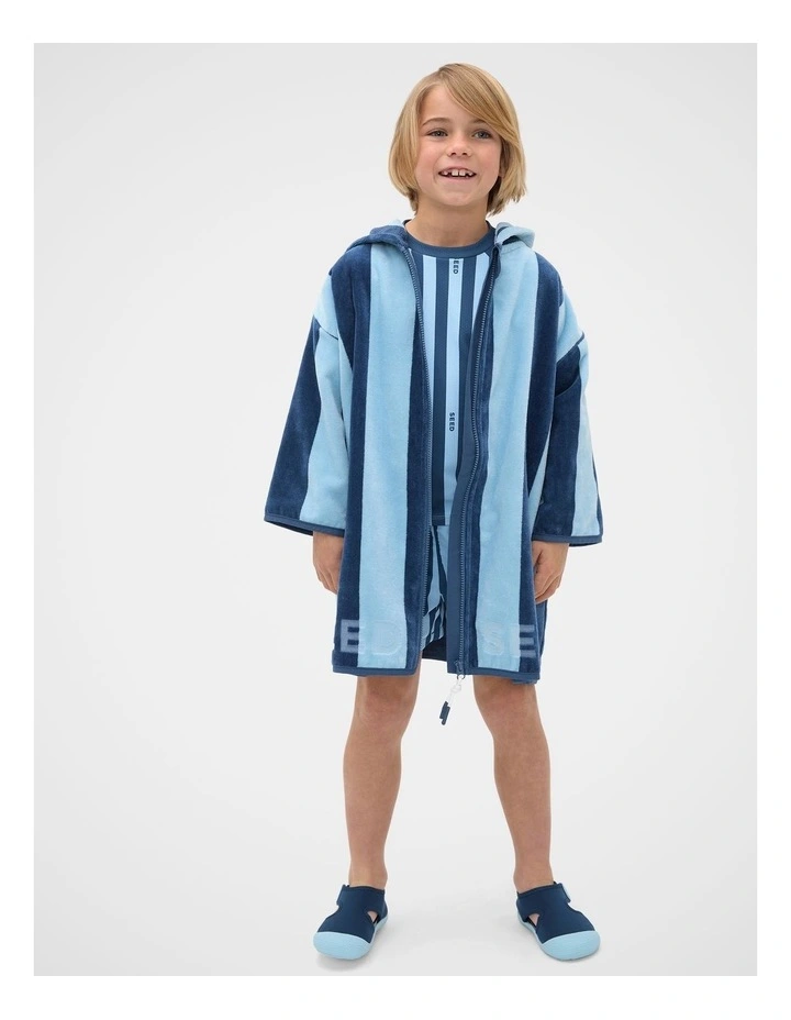 Swim Zip Poncho in Washed Navy Stripe image 3