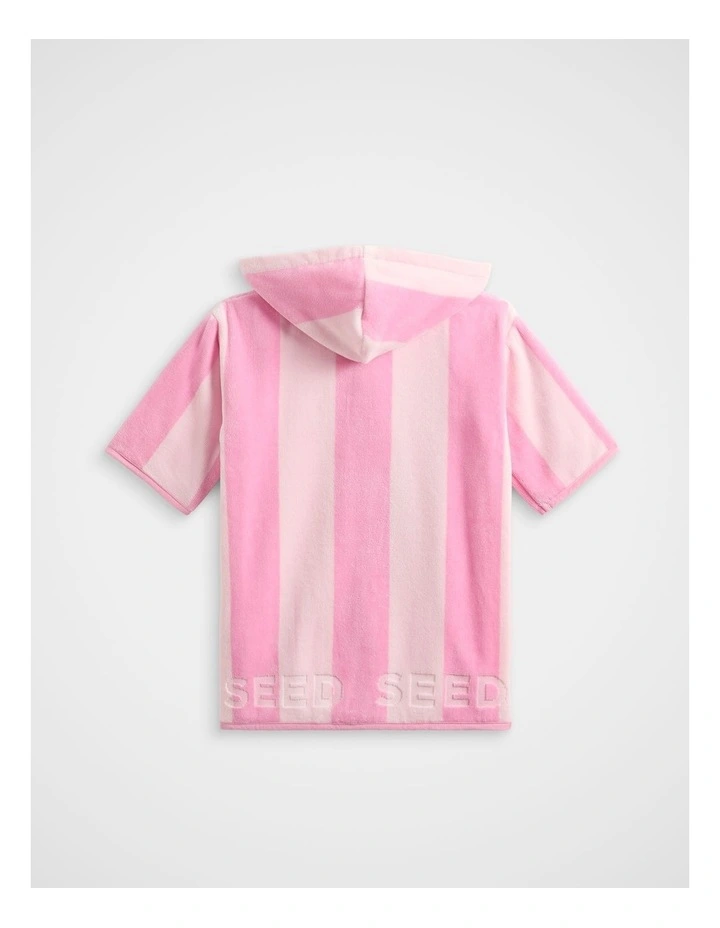 Mini Swim Zip Poncho in Candy Pink Stripe image 2