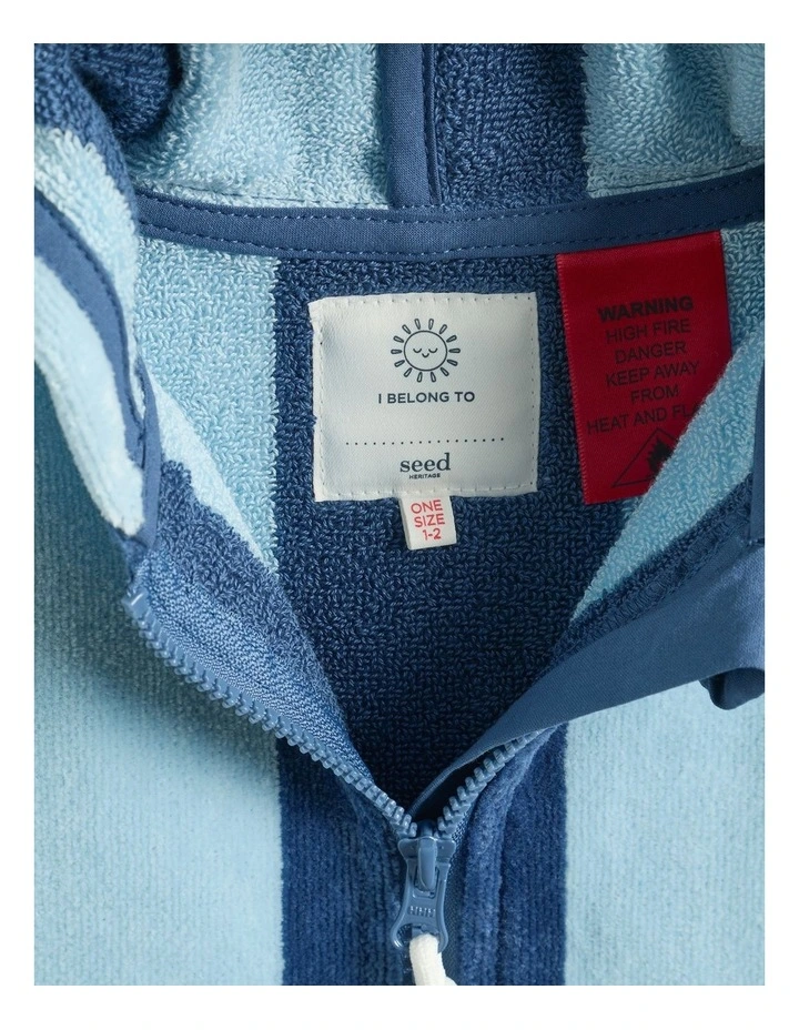 Mini Swim Zip Poncho in Washed Navy Stripe image 3