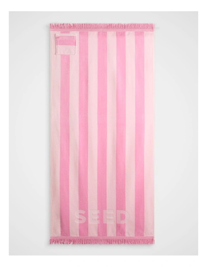 Beach Towel in Candy Pink Stripe image 1