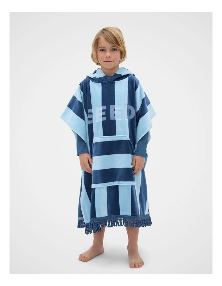 Hooded Towel in Washed Navy Stripe image 3
