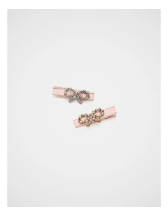 Diamante Bow Duck Clip in Pink Lemonade