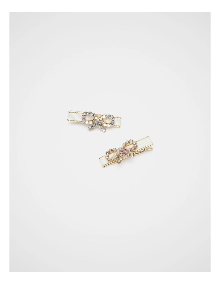 Diamante Bow Duck Clip in Classic Cream image 1