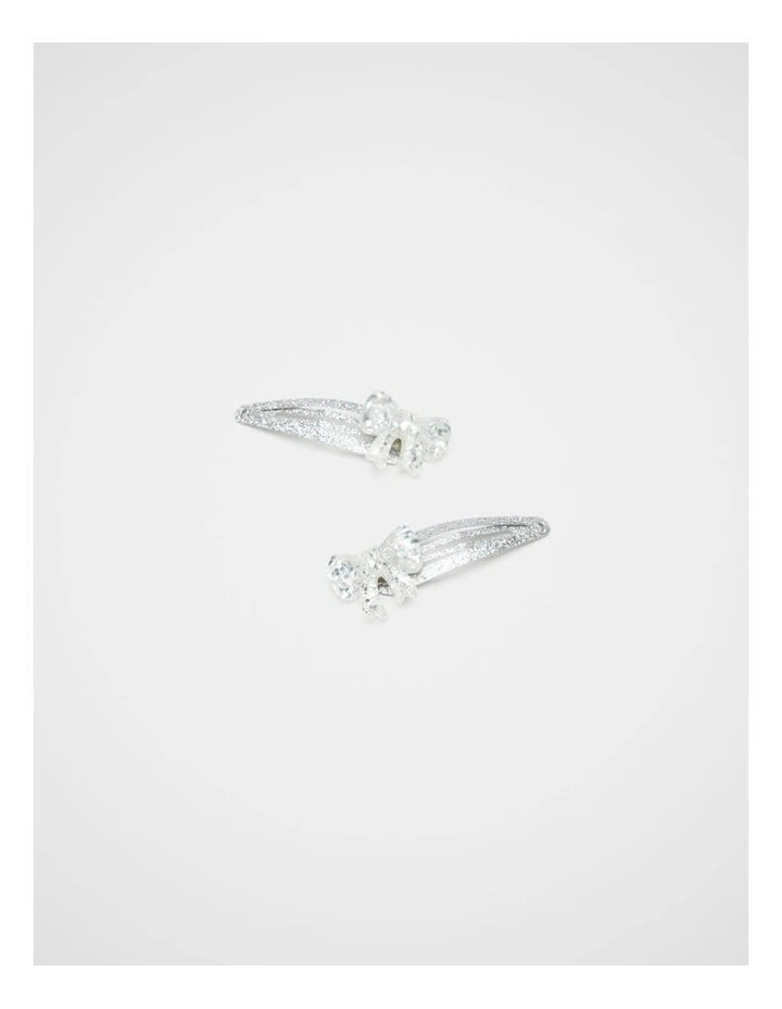 Resin Bow Snaps in Silver Glitter image 1