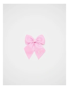 Grosgrain Initial Bow Duck Clip - C