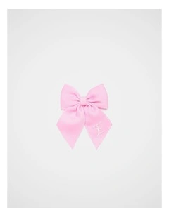 Grosgrain Initial Bow Duck Clip - E