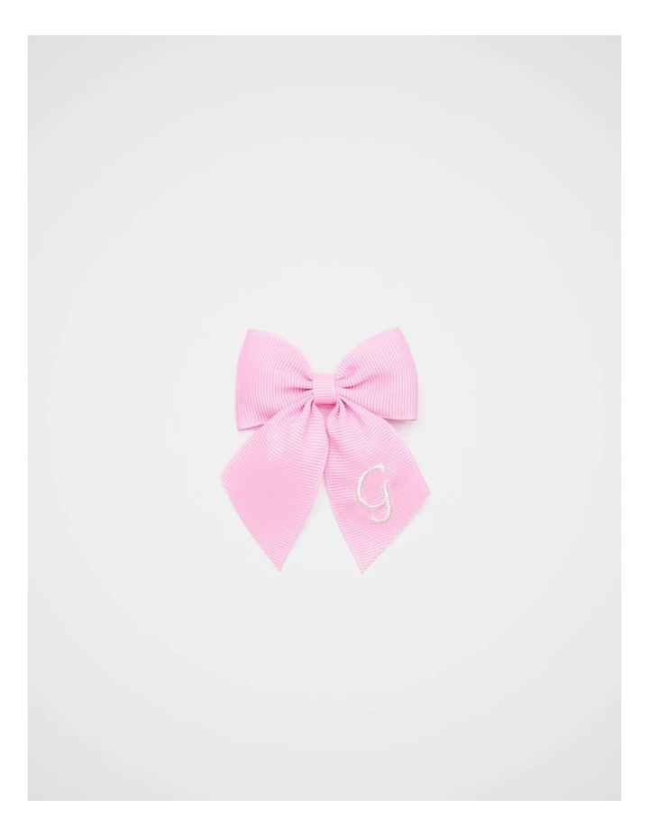Grosgrain Initial Bow Duck Clip - G image 1