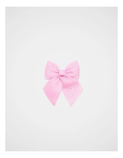 Grosgrain Initial Bow Duck Clip - J