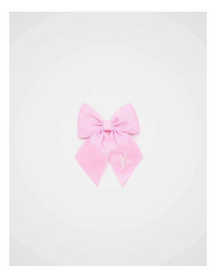 Grosgrain Initial Bow Duck Clip - K image 1