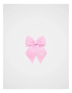 Grosgrain Initial Bow Duck Clip - N
