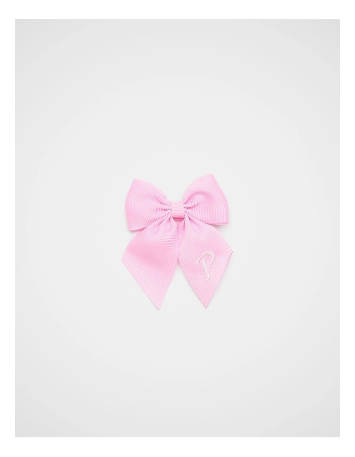 Grosgrain Initial Bow Duck Clip - P image 1