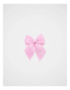 Grosgrain Initial Bow Duck Clip - V