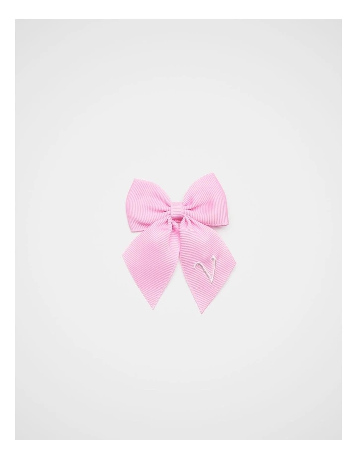 Grosgrain Initial Bow Duck Clip - V image 1