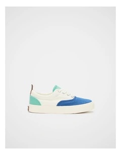 Colourblock Plimsole Sneaker in Bright Blue Multi