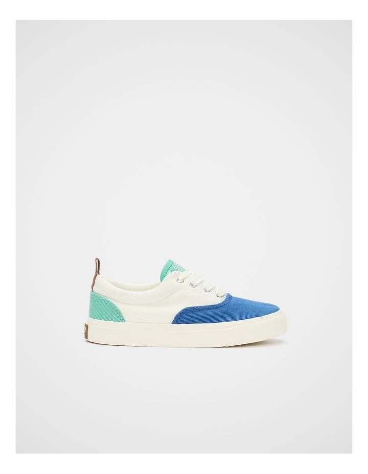Colourblock Plimsole Sneaker in Bright Blue Multi image 1