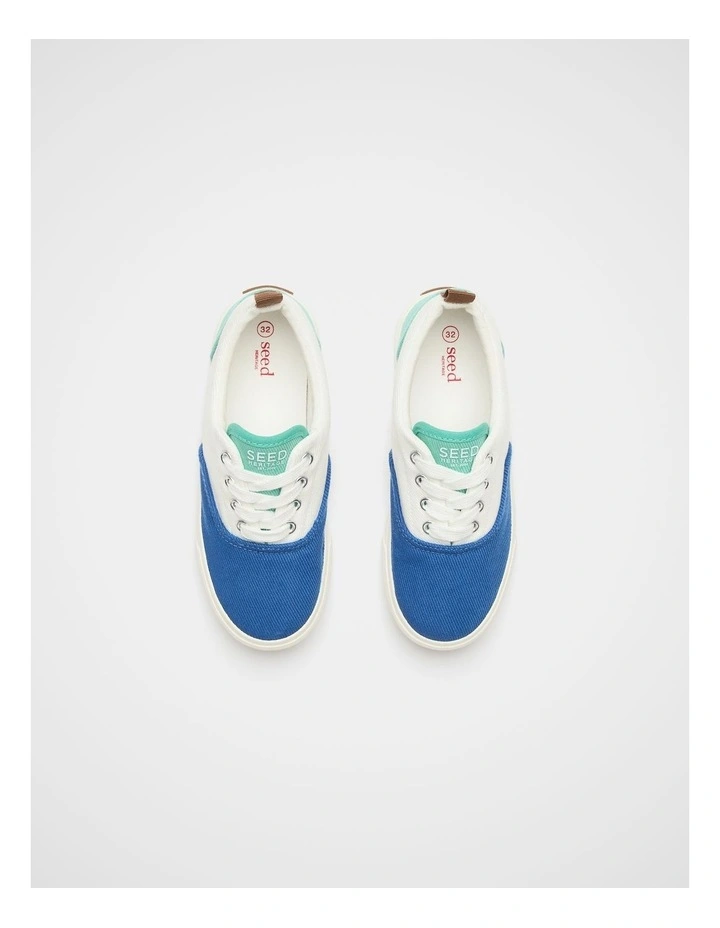 Colourblock Plimsole Sneaker in Bright Blue Multi image 3