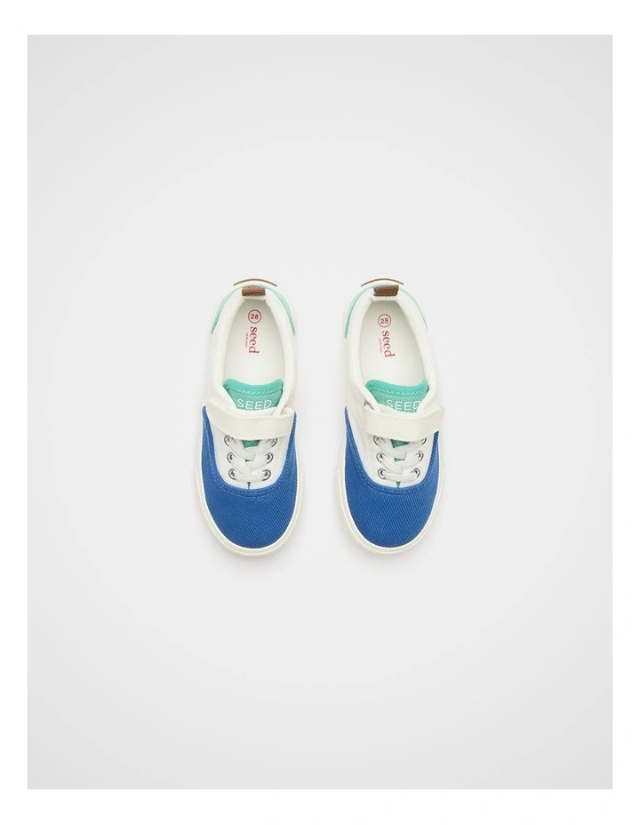 Colourblock Plimsole Sneaker in Bright Blue Multi image 4