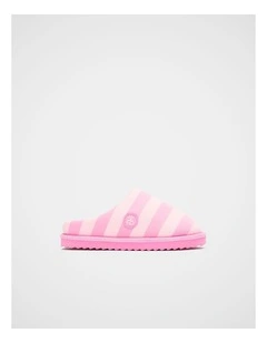 Mule Slipper in Candy Pink Stripe