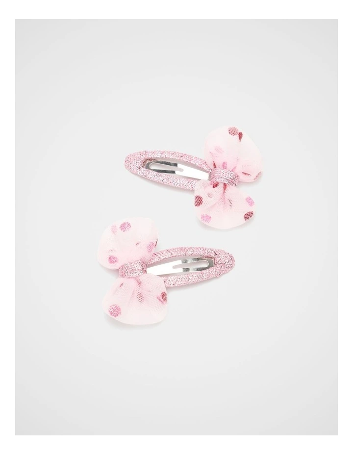 Tulle Bow Snaps in Pink Lemonade image 1