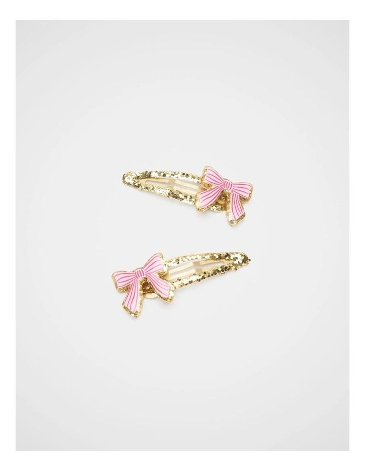 Glitter Stripe Bow Snaps image 1