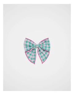 Gingham Bow Duck Clip in Mint