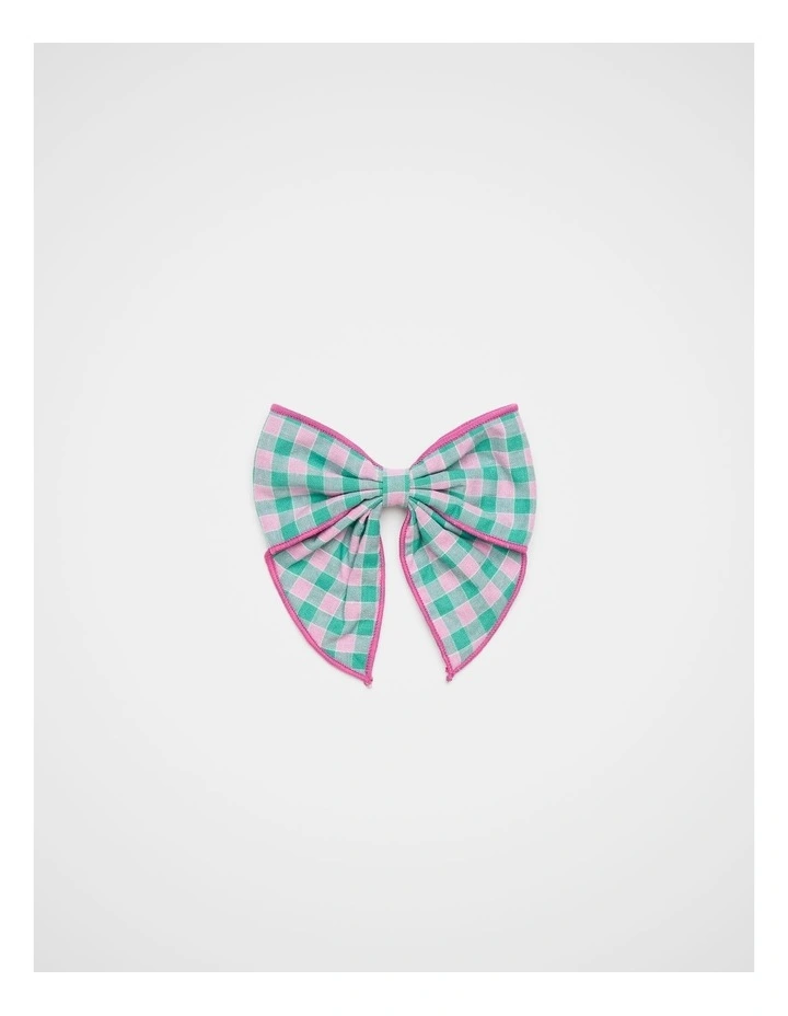 Gingham Bow Duck Clip in Mint image 1