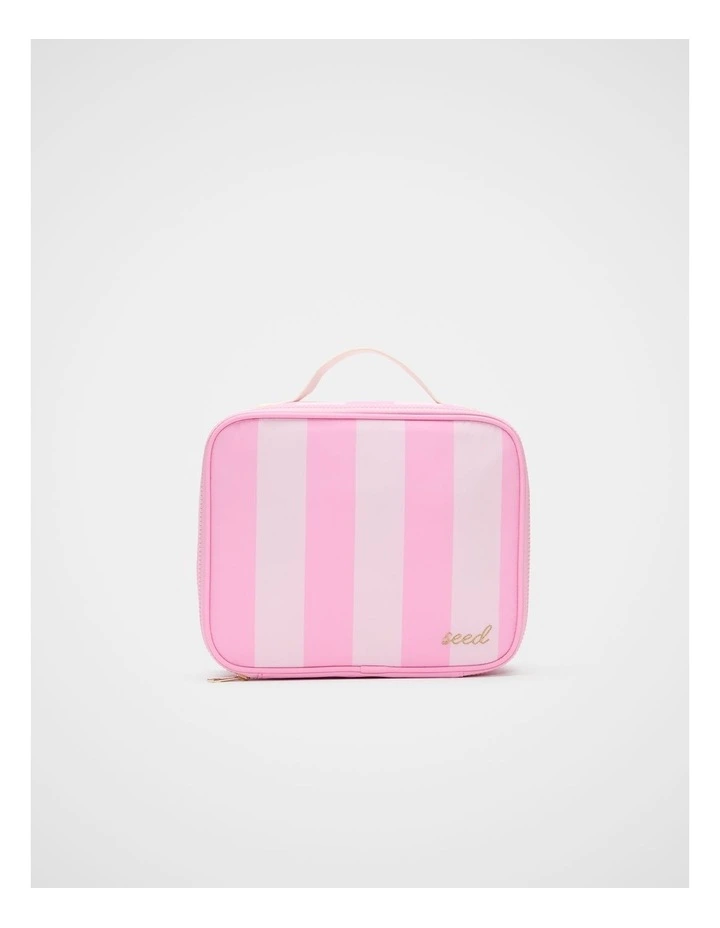 Stripe Lunch Bag in Candy Pink Stripe image 1